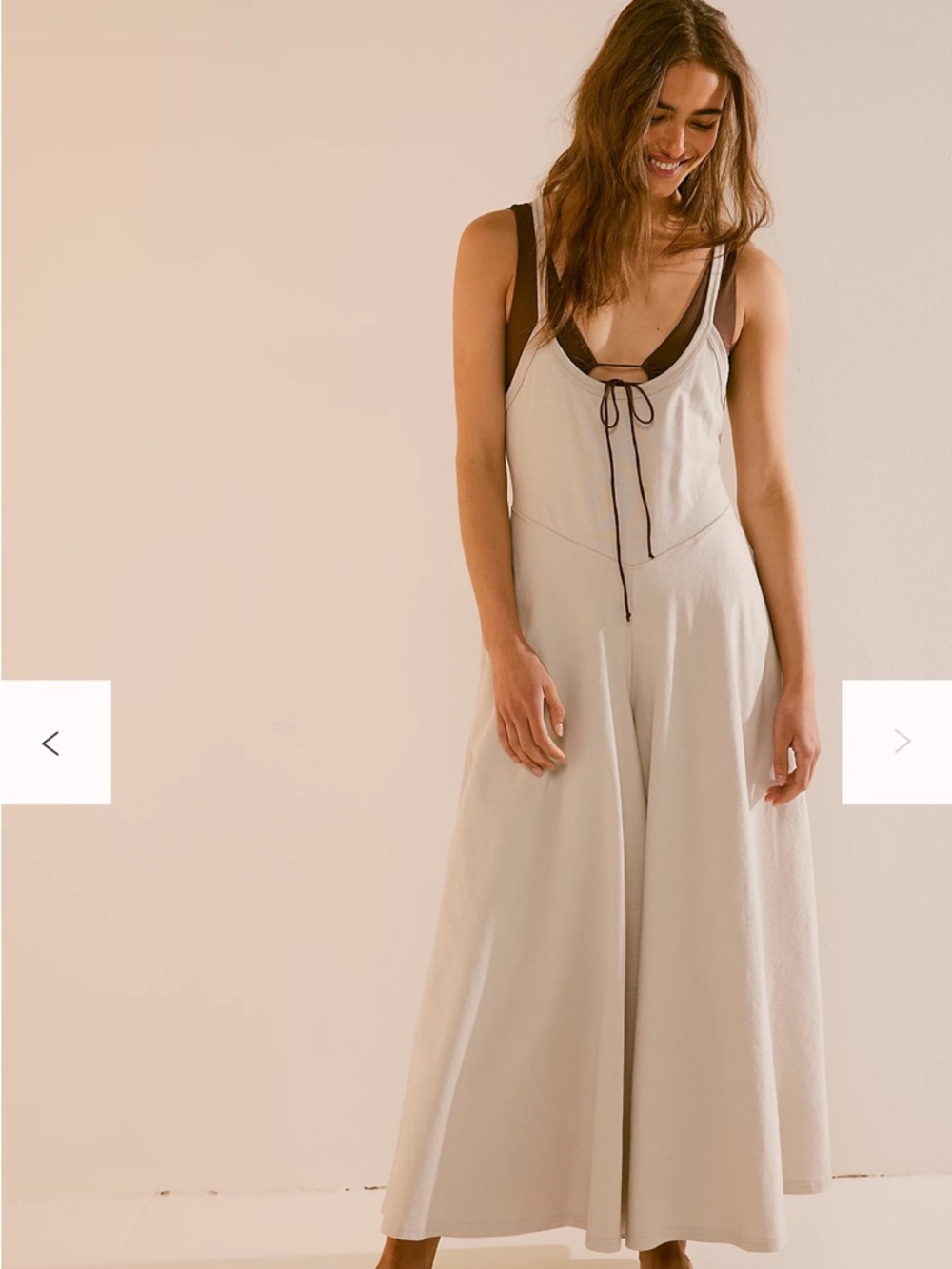 Free People Cream Wide-Leg Jumpsuit Cindy One Piece